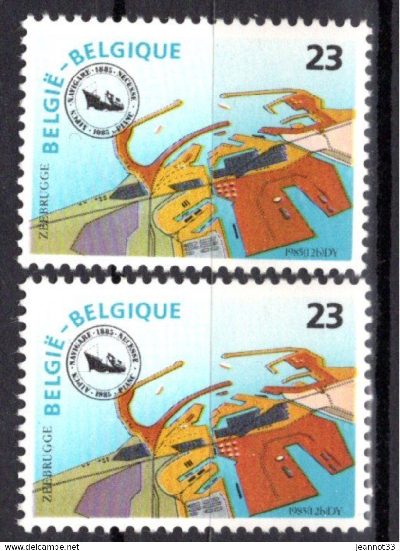 2178** CU Point Bleu Après Zeebrugge + Trait Bleu Sortant Du Cercle En-dessous Du Dernier "Ë" De België - 1961-1990