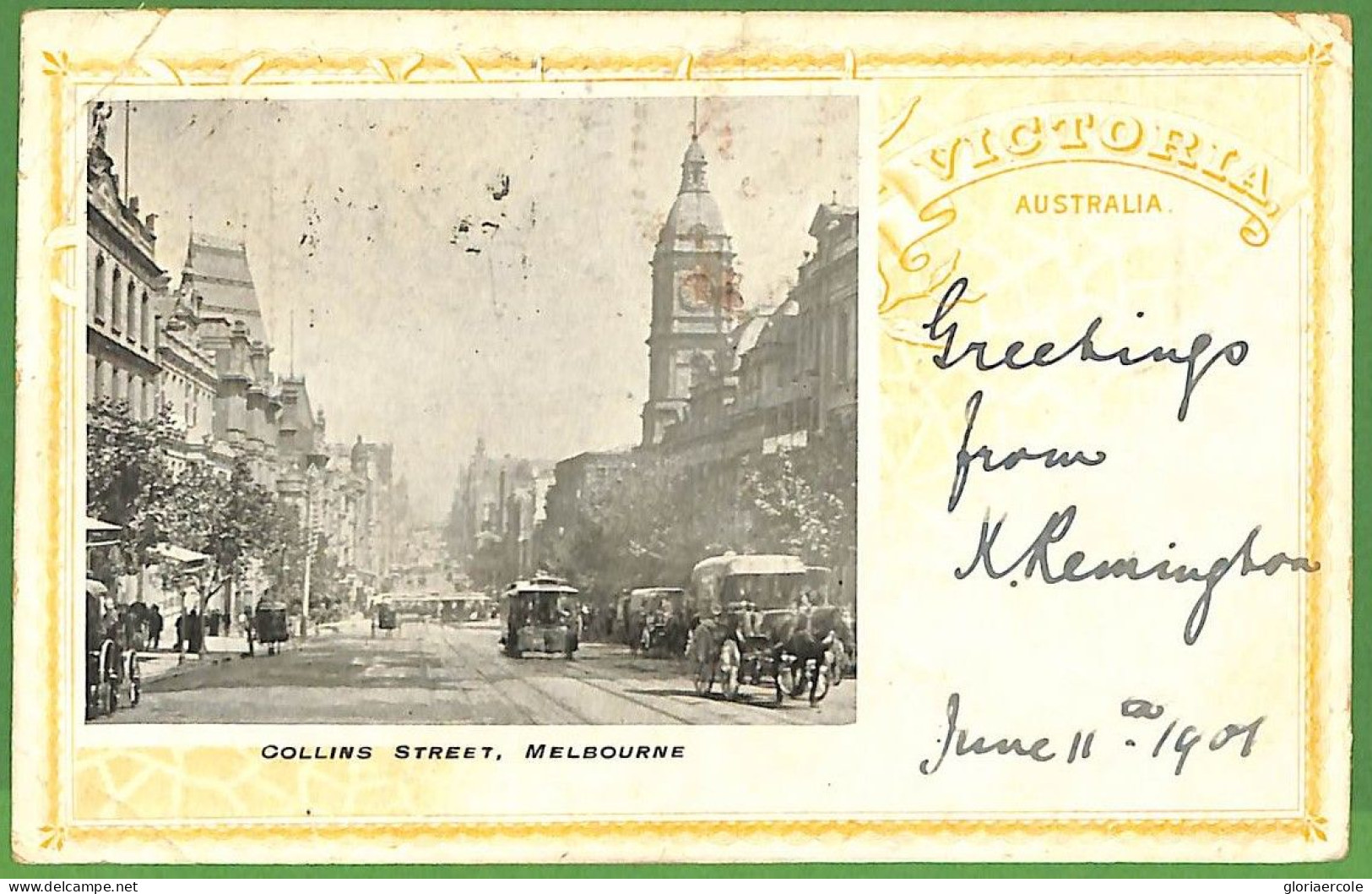 P1004 - VICTORIA - Postal History  Postcard To GB 1901 REDIRECTED Mixed Franking - Lettres & Documents