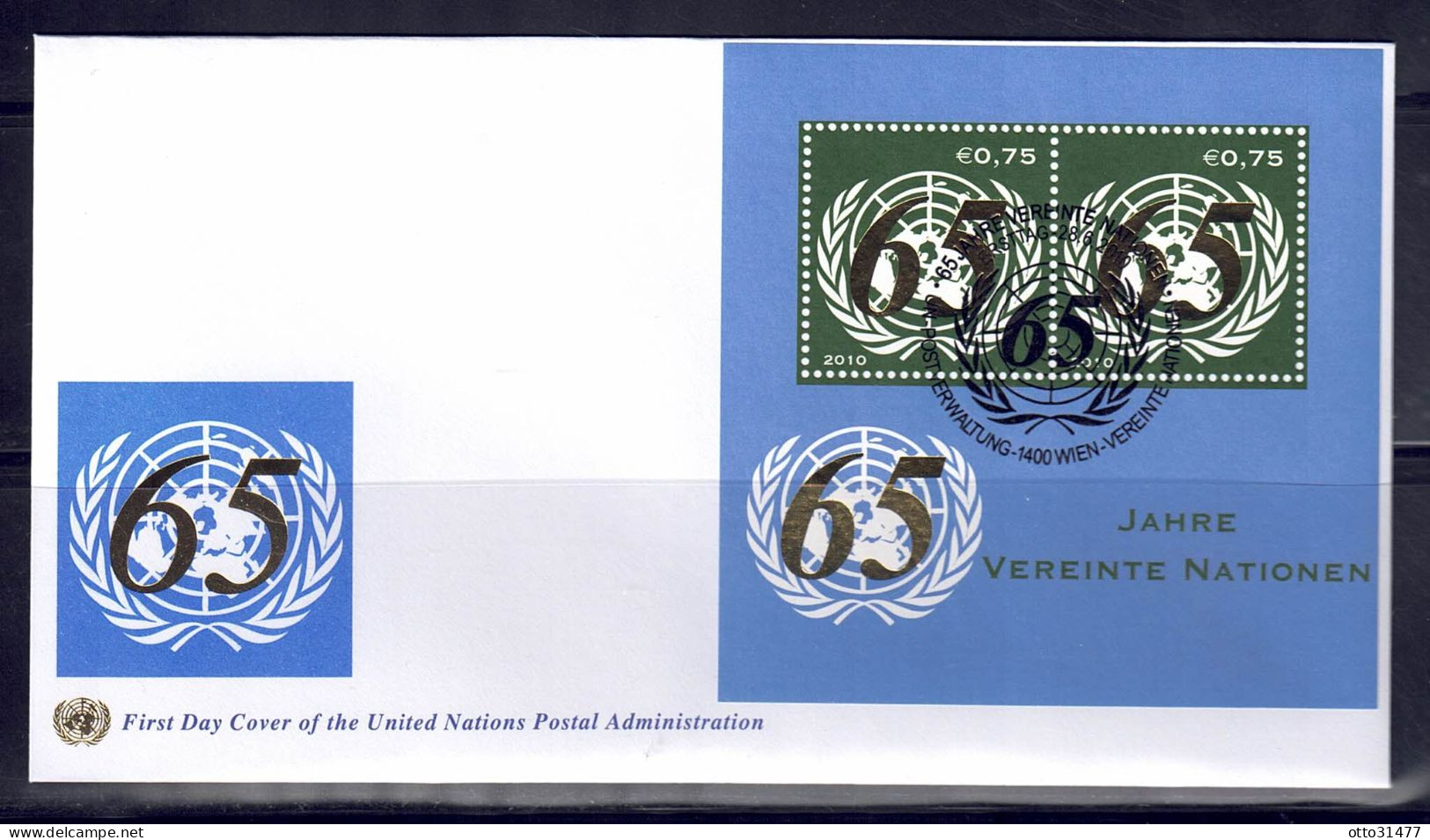 UNO Wien 2010 - 65 Jahre UNO,  FDC Mit Block 28 - FDC