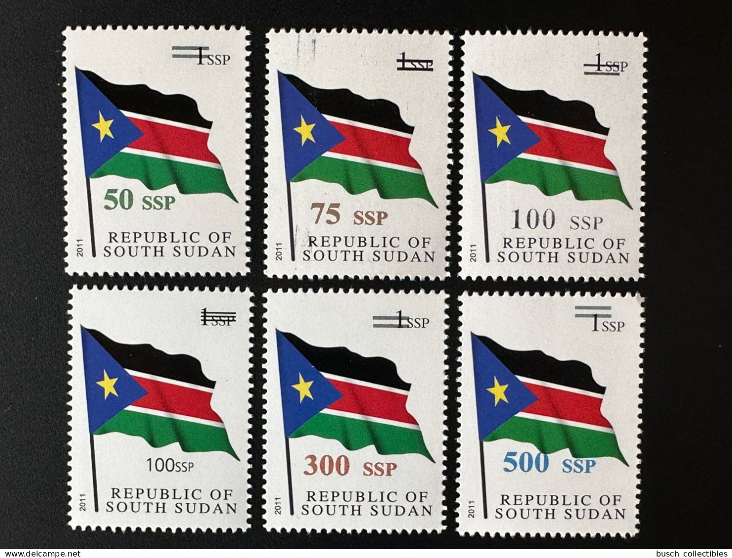 Sud-Soudan South Sudan Südsudan 2017 Mi. 9 / 12 / 15 I+II / 21 / 23 Flag Drapeau Fahne Surcharge Überdruck - Sudan Del Sud