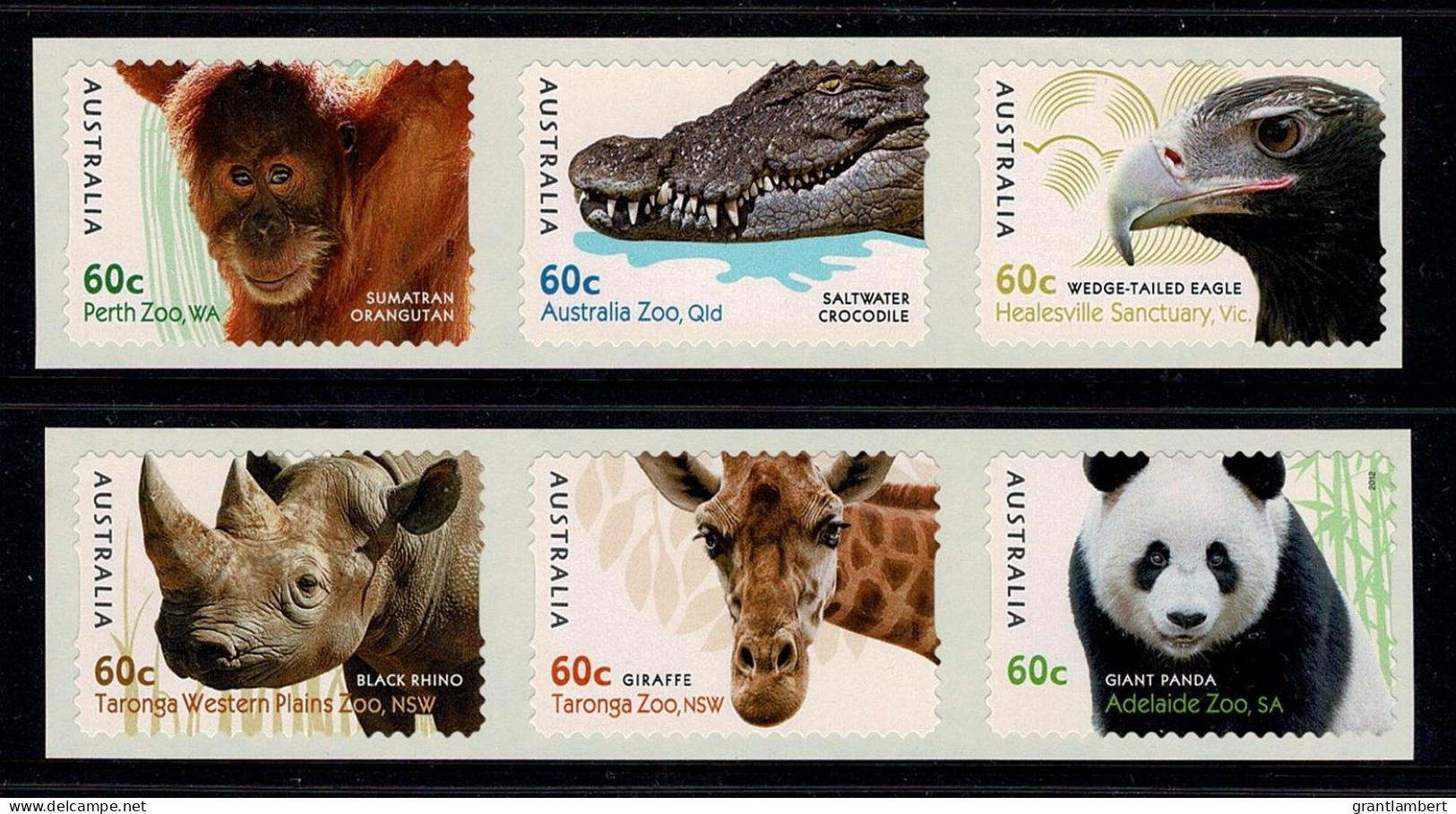 Australia 2012 Zoos  Set Of 6 Self-adhesives MNH - Ungebraucht