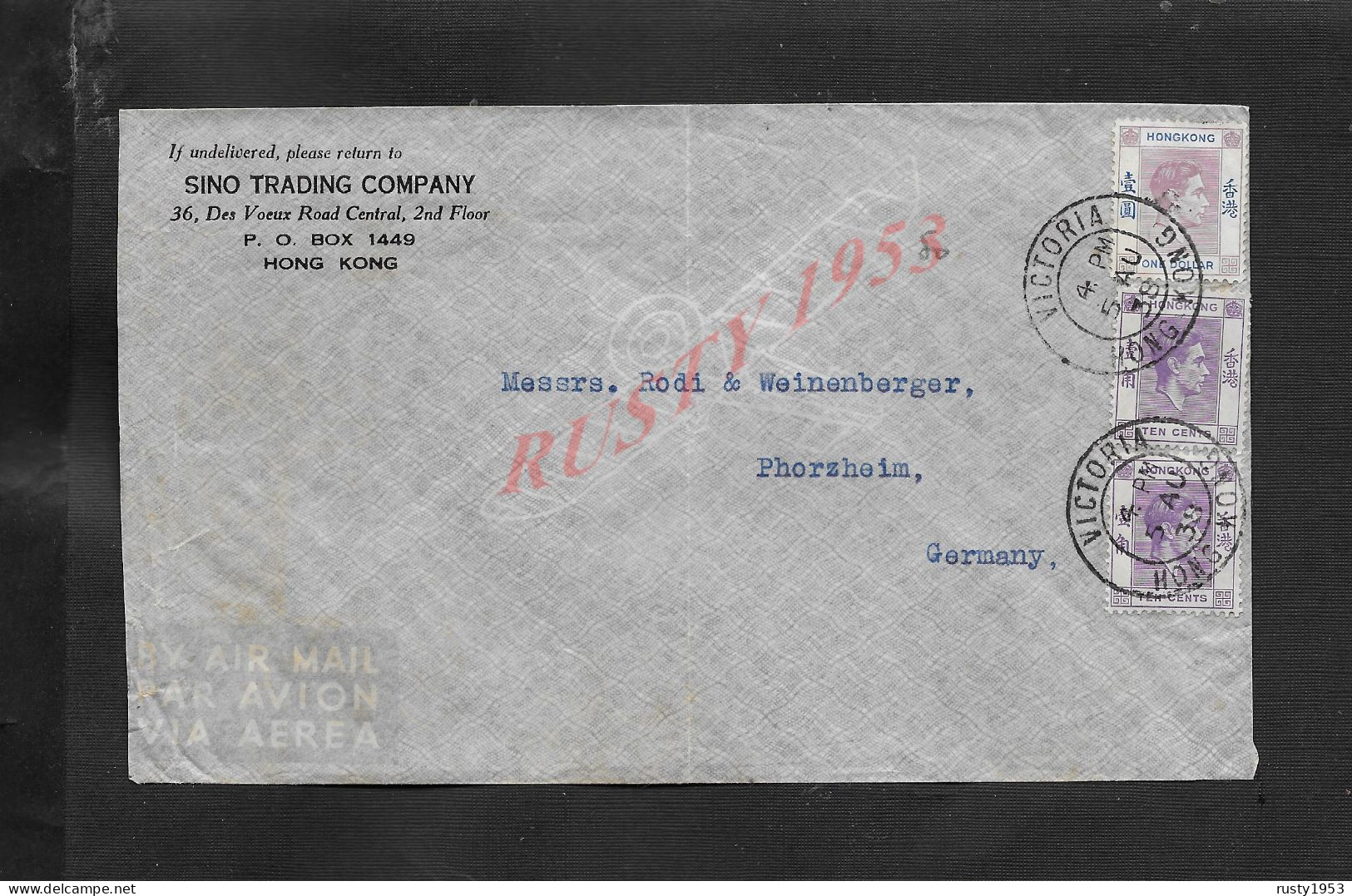 LETTRE COMMERCIALE DE SINO TRADING COMPAGNY HONG KONG SUR TIMBRE CACHET VICTORIA HONG KONG 1938 : - 1941-45 Japanisch Besetzung