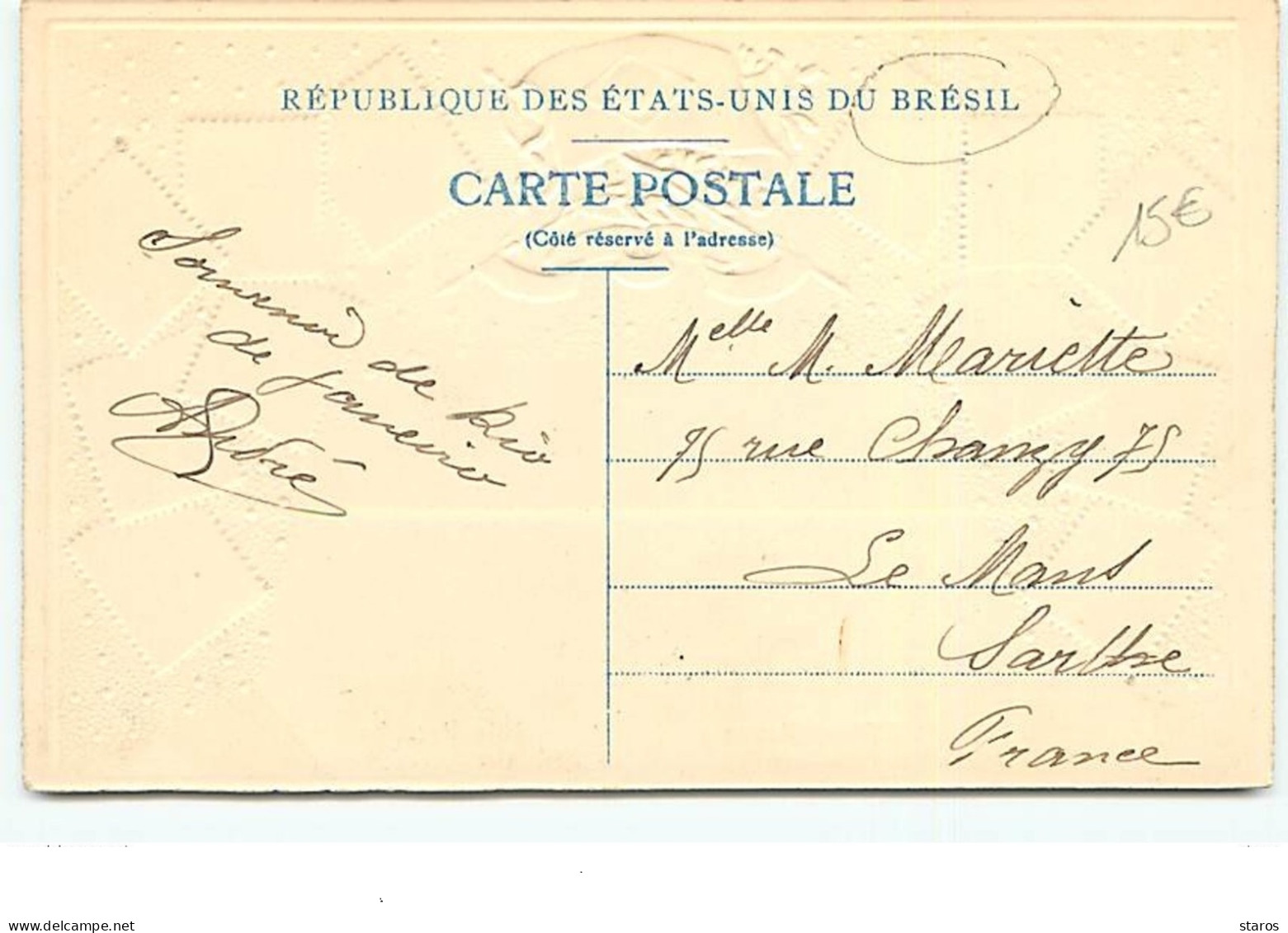 Carte Gaufrée - Affonso Penna Presidente - Nilo Pençanha Vice Presidente - Représentation De Timbres - Sonstige