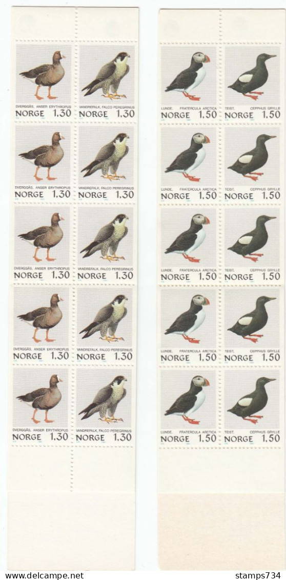 Norway 1981 - Birds, Mi-Nr. 827/30 In 2 Booklets Mi-Nr. MH 4/5, MNH** - Unused Stamps