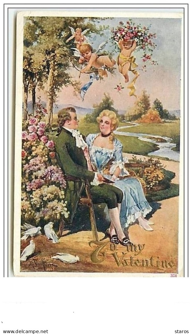 Carte Gaufrée - To My Love - Couple Sur Un Banc - Valentijnsdag