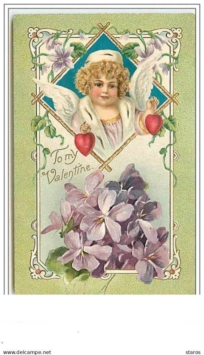 Carte Gaufrée - To My Valentine - Angelot - Saint-Valentin
