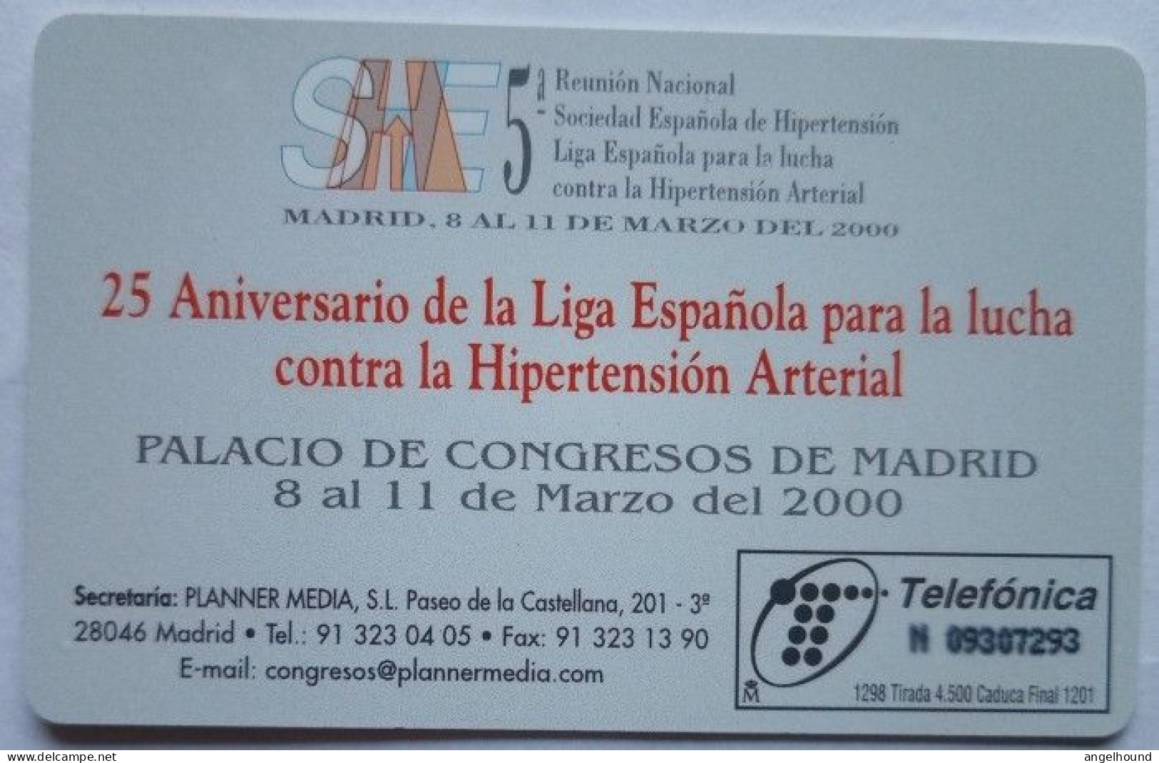 Spain 1000 Pta. Chip Card - 25 Anniversario SHE - 4a Reunion Nacional - Basisausgaben