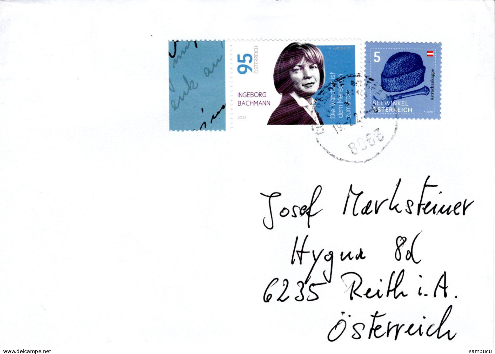 Brief Von 8063 Eggersdorf Bei Graz Mit 95 Cent Ingeborg Bachmann Randstück + 5 Cent 2024 - Storia Postale