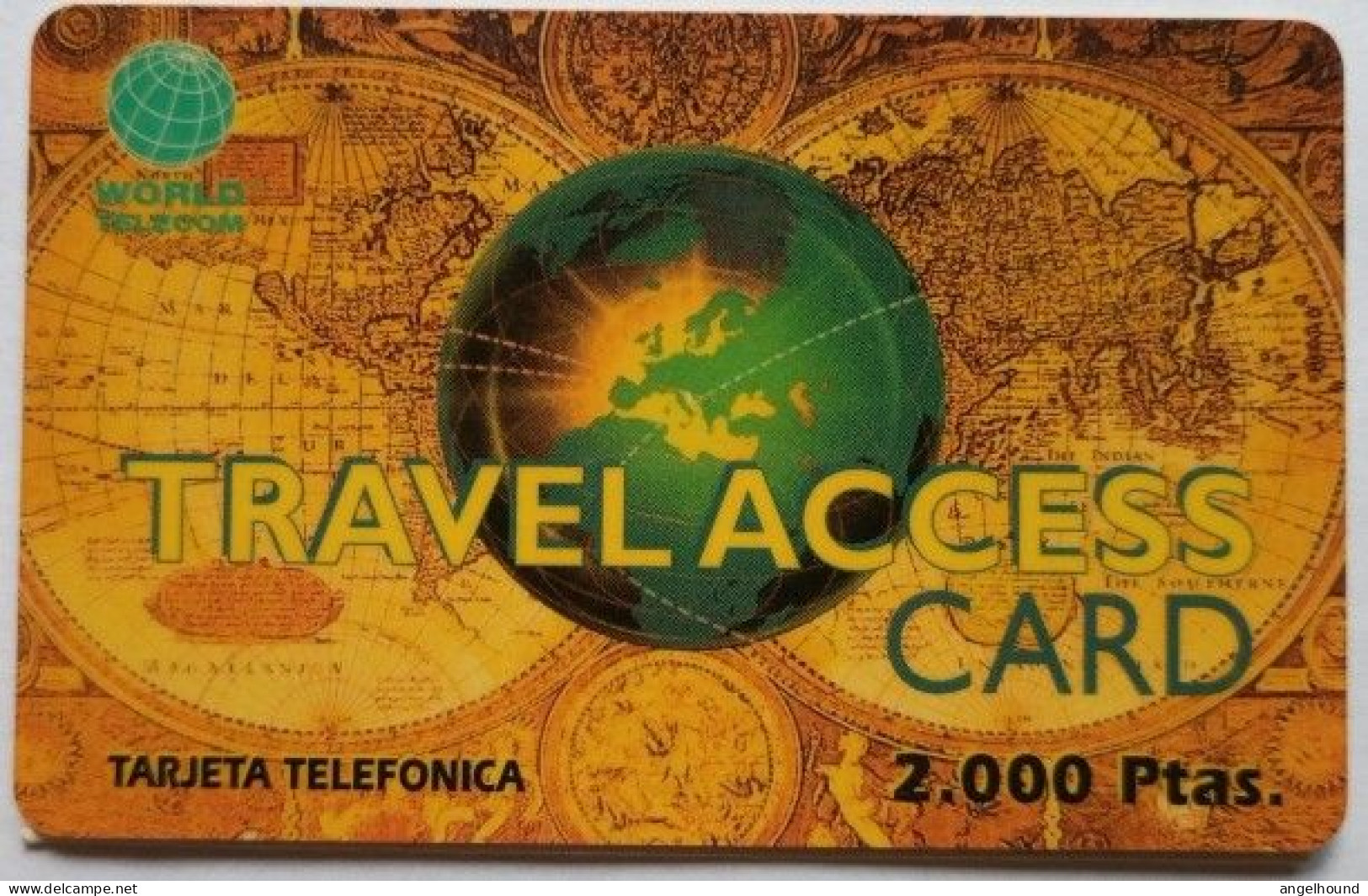 Spain World Telecom 5000 Pta. Prepaid - Travel Access Card ( Old Maps ) - Emissioni Di Base