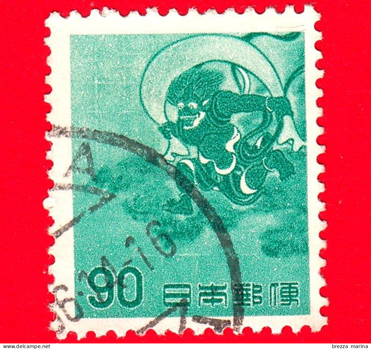 GIAPPONE - Usato - 1962 - Fauna, Flora E Patrimonio Culturale - Dio Del Vento Di Sōtatsu Yawaraya (1596-1634) - 90 - Used Stamps