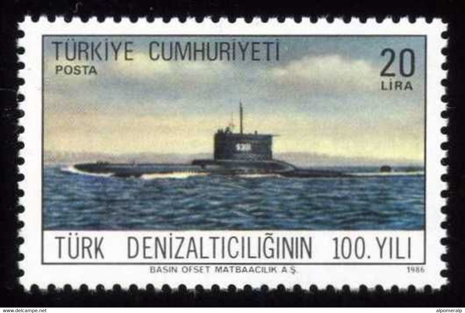 Türkiye 1986 Mi 2746 MNH Centenary Of The Turkish Submarine Force - Nuevos