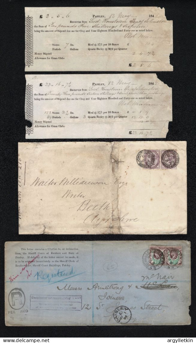 SCOTLAND JOHNSTONE CASTLE AYRSHIRE 1826-1907 - Covers & Documents