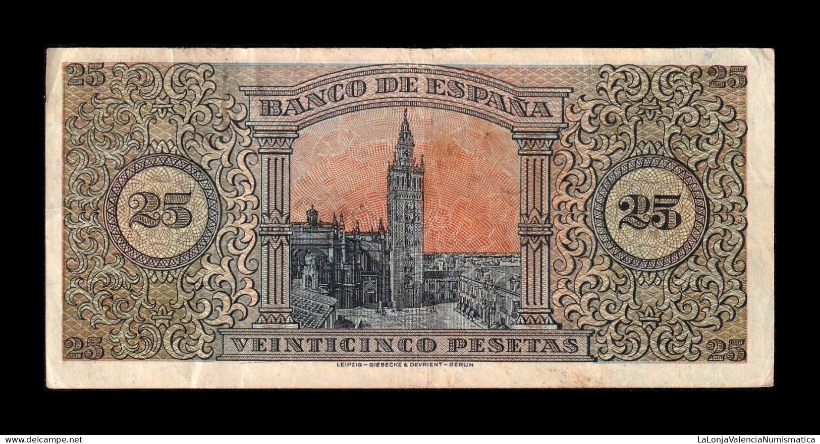 España Spain 25 Pesetas Burgos 1938 Pick 111 Serie A Mbc+/Ebc Vf+/Xf - 25 Pesetas