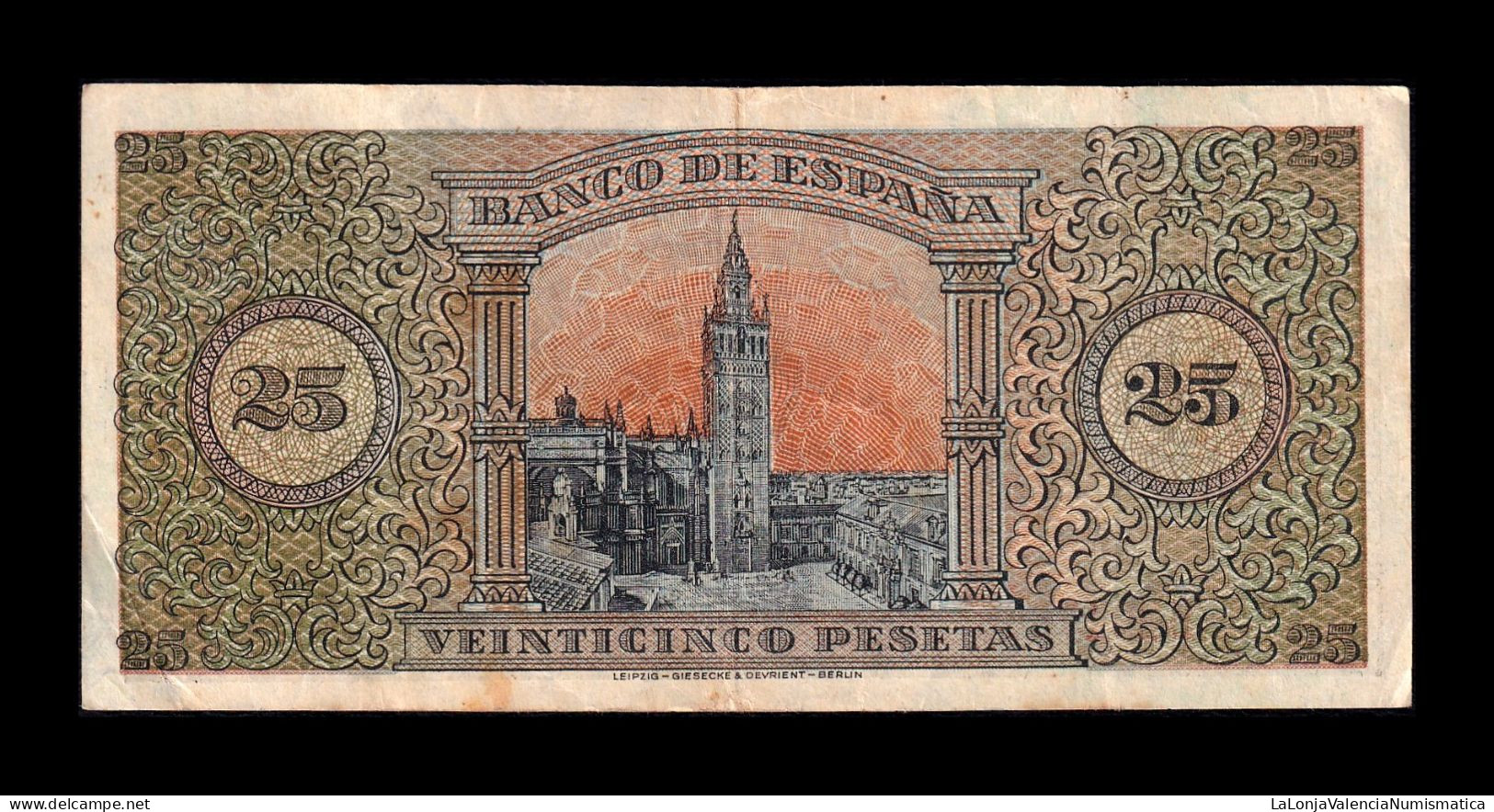 España Spain 25 Pesetas Burgos 1938 Pick 111 Serie B Mbc+/Ebc Vf+/Xf - 25 Peseten