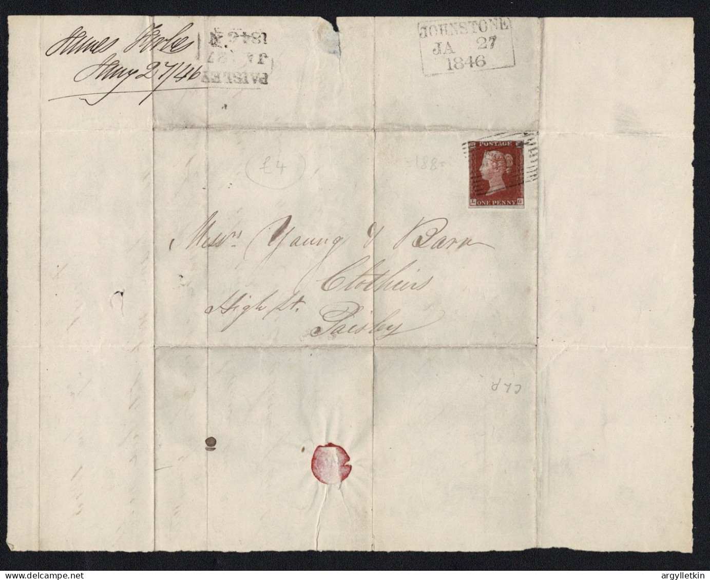 SCOTLAND PAISLEY GREENOCK 1836-1850 - Briefe U. Dokumente