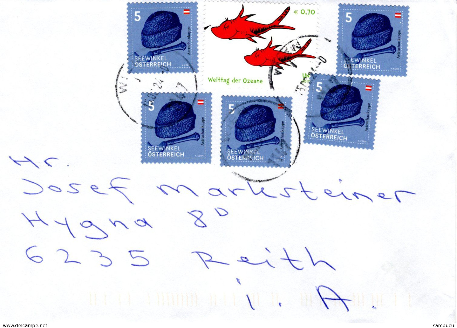 Brief Von Wien Mit 95 Cent Mischfrankatur Welttag Der Ozeane 2024 - Storia Postale