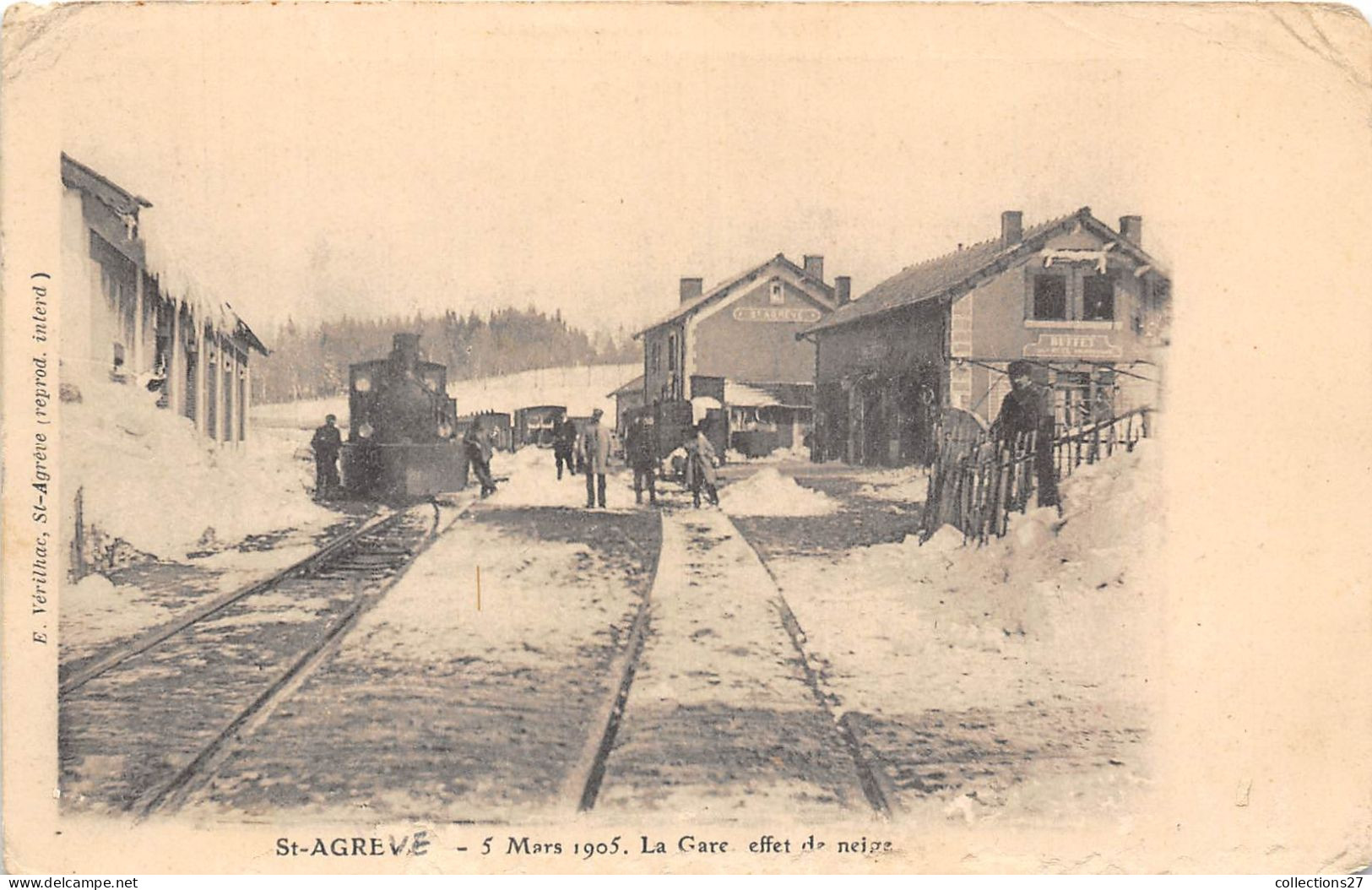 07-SAINT-AGREVE- 5 MARS 1905 LA GARE EFFET DE NEIGE - Saint Agrève