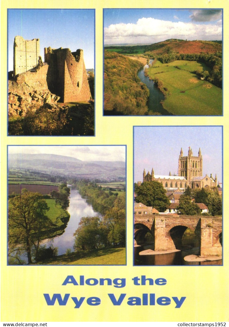 WYE VALLEY, MULTIPLE VIEWS, ARCHITECTURE, CASTLE, BRIDGE, ENGLAND, UNITED KINGDOM, POSTCARD - Herefordshire