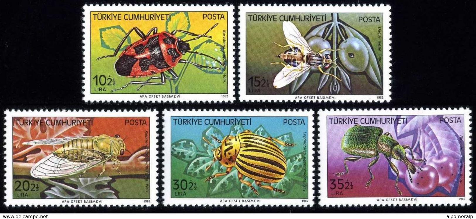 Türkiye 1982 Mi 2611-2615 MNH Harmful Insects (1st Issue) - Neufs