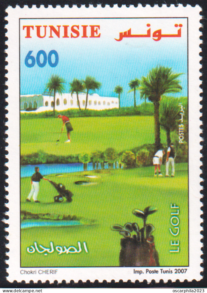 2007-Tunisie/Y&T1599- Journée Nationale Du Tourisme, Terrain De Golf  -  1V-MNH***** - Sonstige & Ohne Zuordnung