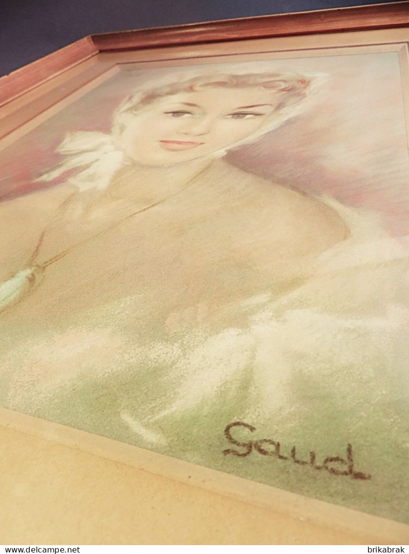 ° TABLEAU PASTEL PORTRAIT DE FEMME SIGNE GAUD @ Peinture