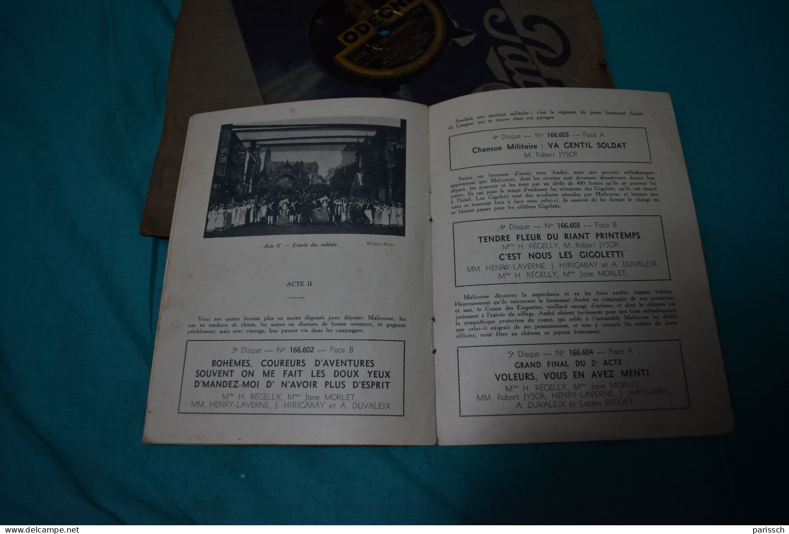 Opéra LES SALTIMBANQUES - Disque 1 - ODEON 78 T - Formats Spéciaux