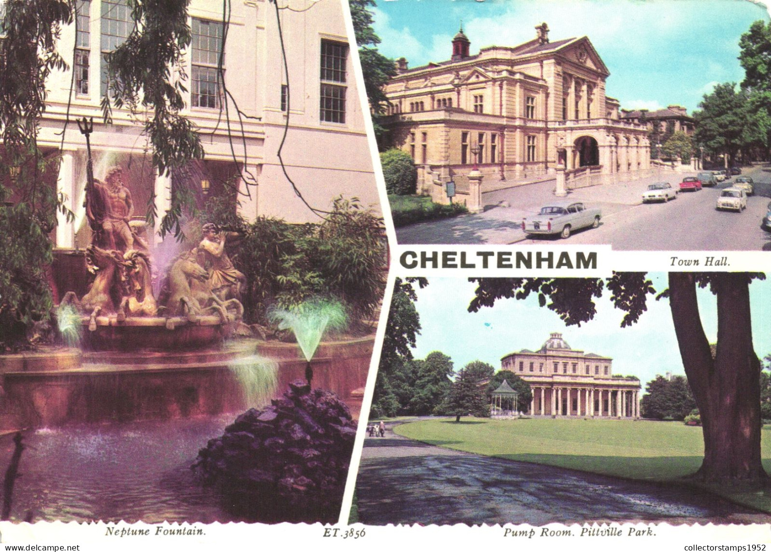 CHELTENHAM, GLOUCESTERSHIRE, MULTIPLE VIEWS, ARCHITECTURE, FOUNTAIN, STATUE, CARS, ENGLAND, UNITED KINGDOM, POSTCARD - Cheltenham