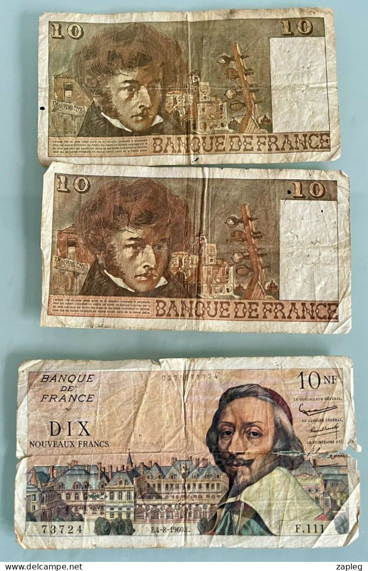 Lot De 3 Anciens Billets De 10 Francs - Lots & Kiloware - Banknotes