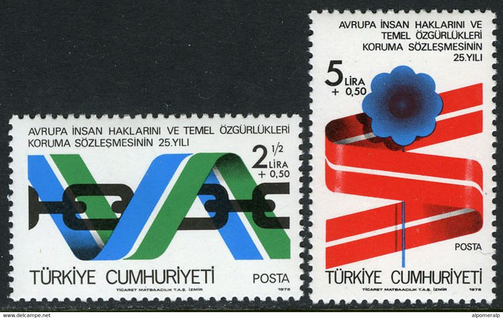 Türkiye 1978 Mi 2463-2464 MNH Human Rights - Unused Stamps