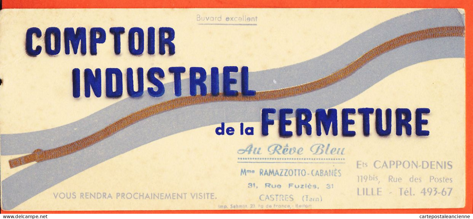 06188 / Rare CASTRES (81) AU REVE BLEU Comptoir Industriel Fermeture RAMAZZOTTO-CABANES CAPPON-DENI Dim 21x9 - Textile & Vestimentaire