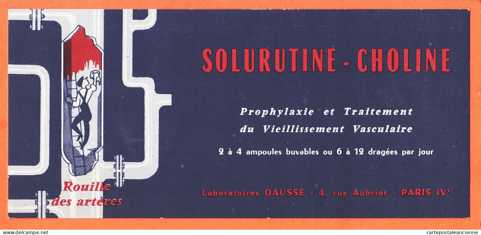 06143 / PARIS IV Laboratoire DAUSSE 4 Rue AUBRIOT Prophylaxie Traitement Vieillissement SOLURUTINE-CHOLINE Buvard - Droguerías