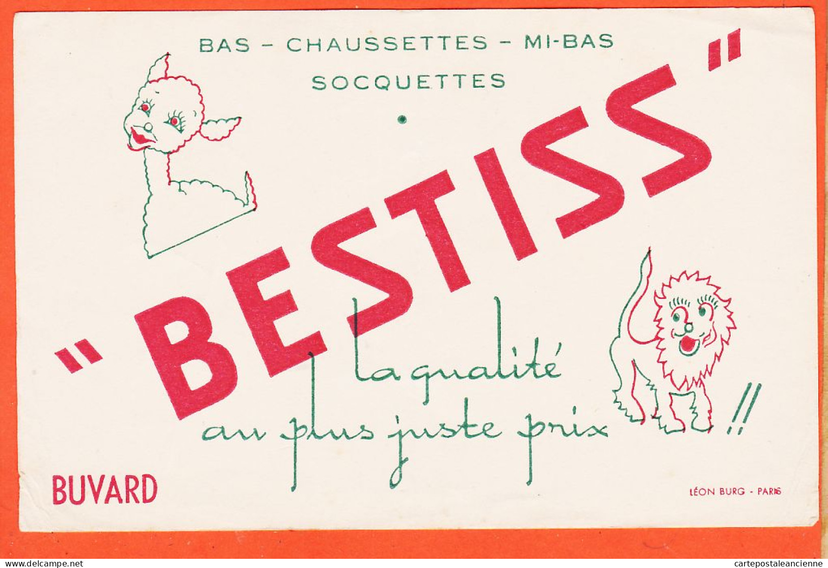 06202 / Buvard BESTISS Bas Chaussettes Mi-Bas Socquettes Qualité Au Plus Juste Prix Par LEON BURG Paris - Textile & Vestimentaire