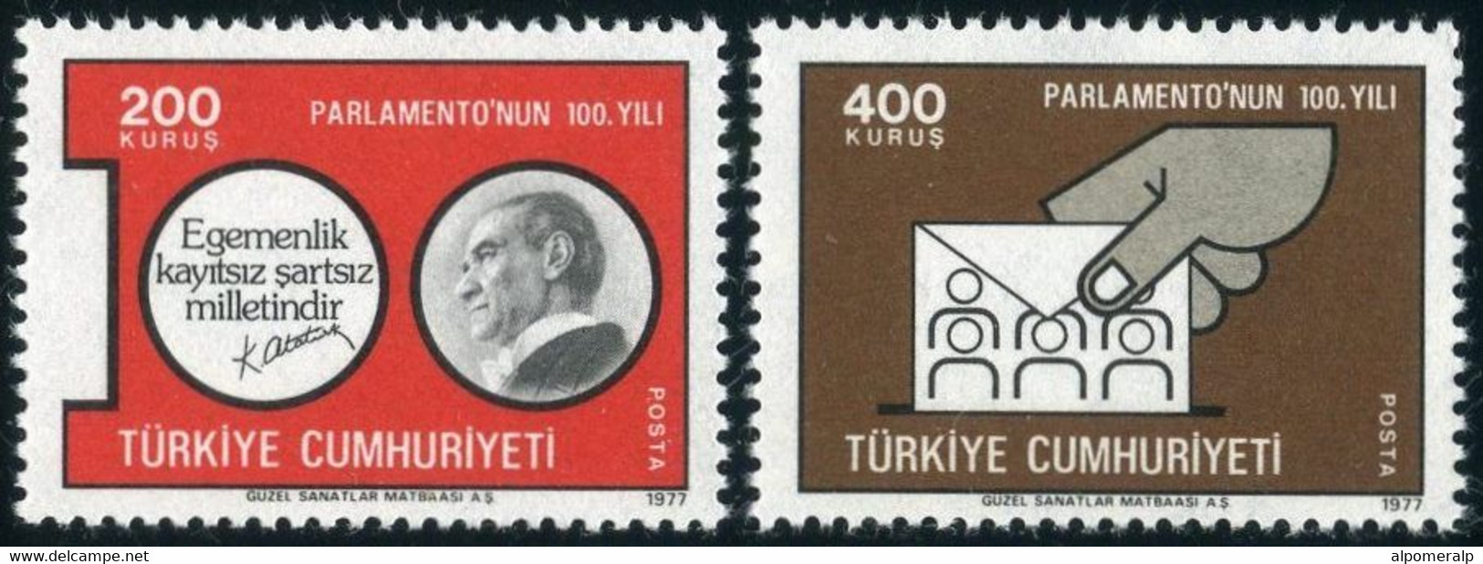 Türkiye 1977 Mi 2413-2414 MNH Centenary Of Parliament - Ongebruikt