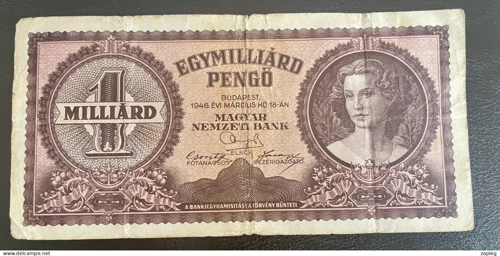 HONGRIE HUNGARY Billet 1 Milliard PENGO 1946 - Hungary