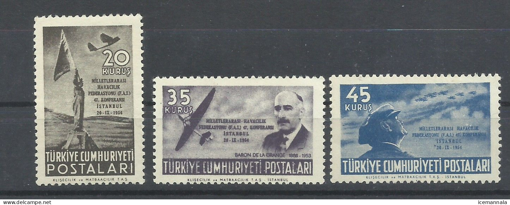 TURQUIA   YVERT  AEREO  25/27   MH  * - Luftpost