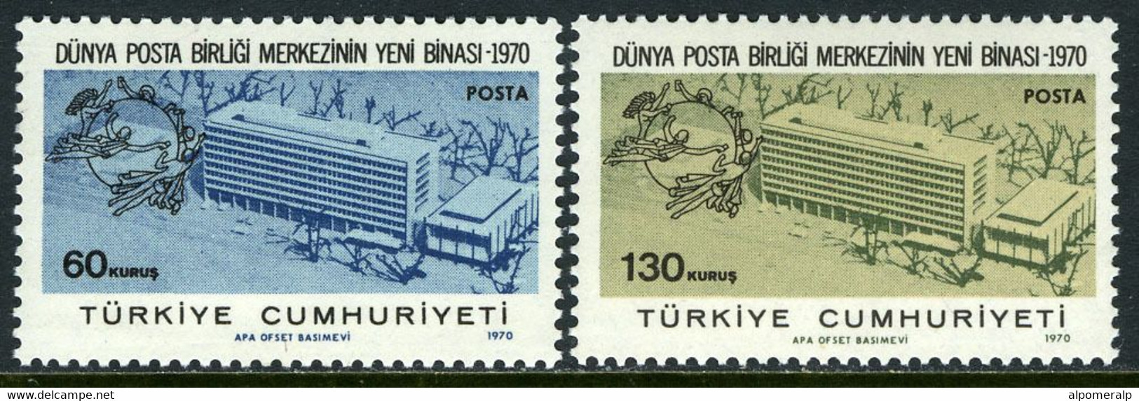 Türkiye 1970 Mi 2181-2182 MNH U.P.U. Bern, New Headquarters Building, UPU - Nuovi