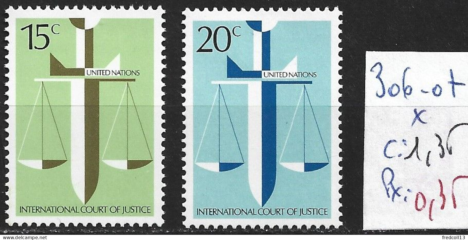NATIONS UNIES OFFICE DE NEW-YORK 306-07 * Côte 1.35 € - Unused Stamps