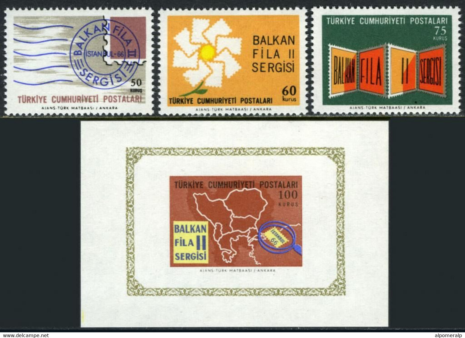 Türkiye 1966 Mi 2011-2013 MNH [& Block 12] "Balkanfila" Stamp Exhibition - Ongebruikt