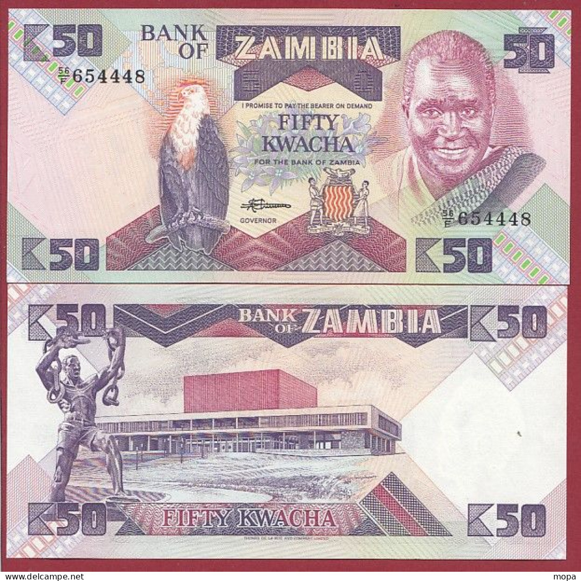 Zambie  --50 Kwacha 1980/1988 (Sign 7)---NEUF/UNC-- (100) - Zambia