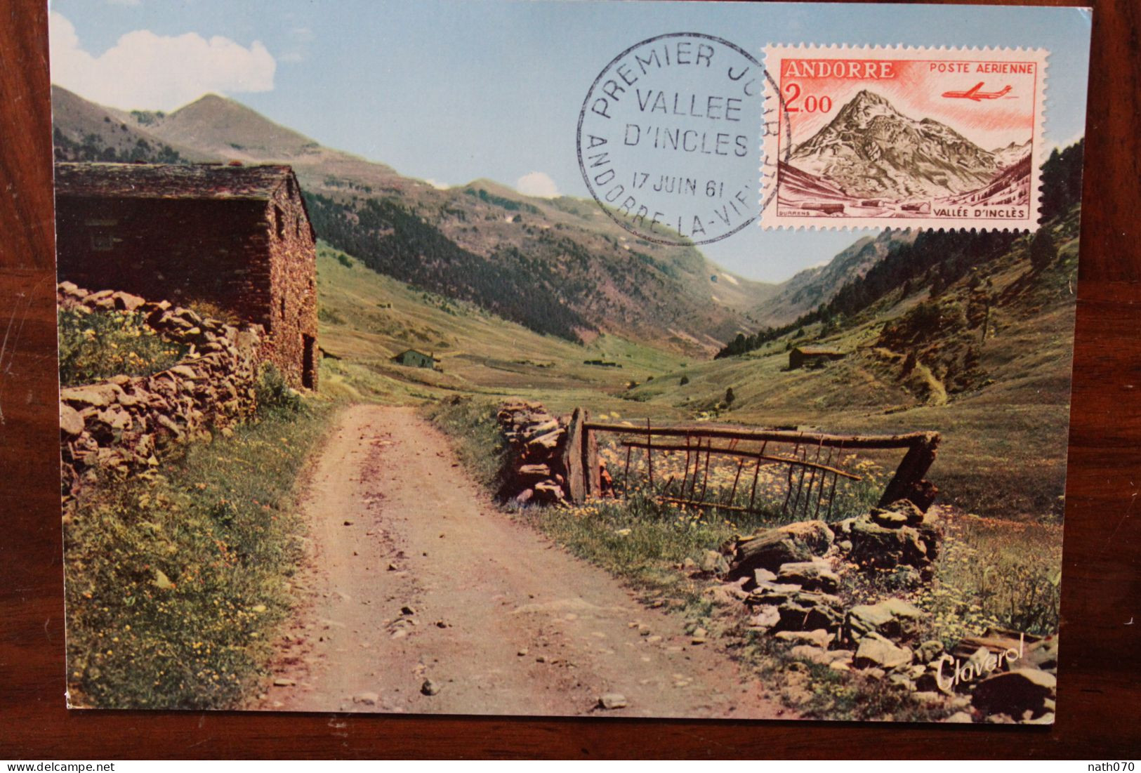 1961 Cpa Carte Maximum Vallé D'Incles Andorre Cover Andorra Timbre Poste Aérienne - Brieven En Documenten