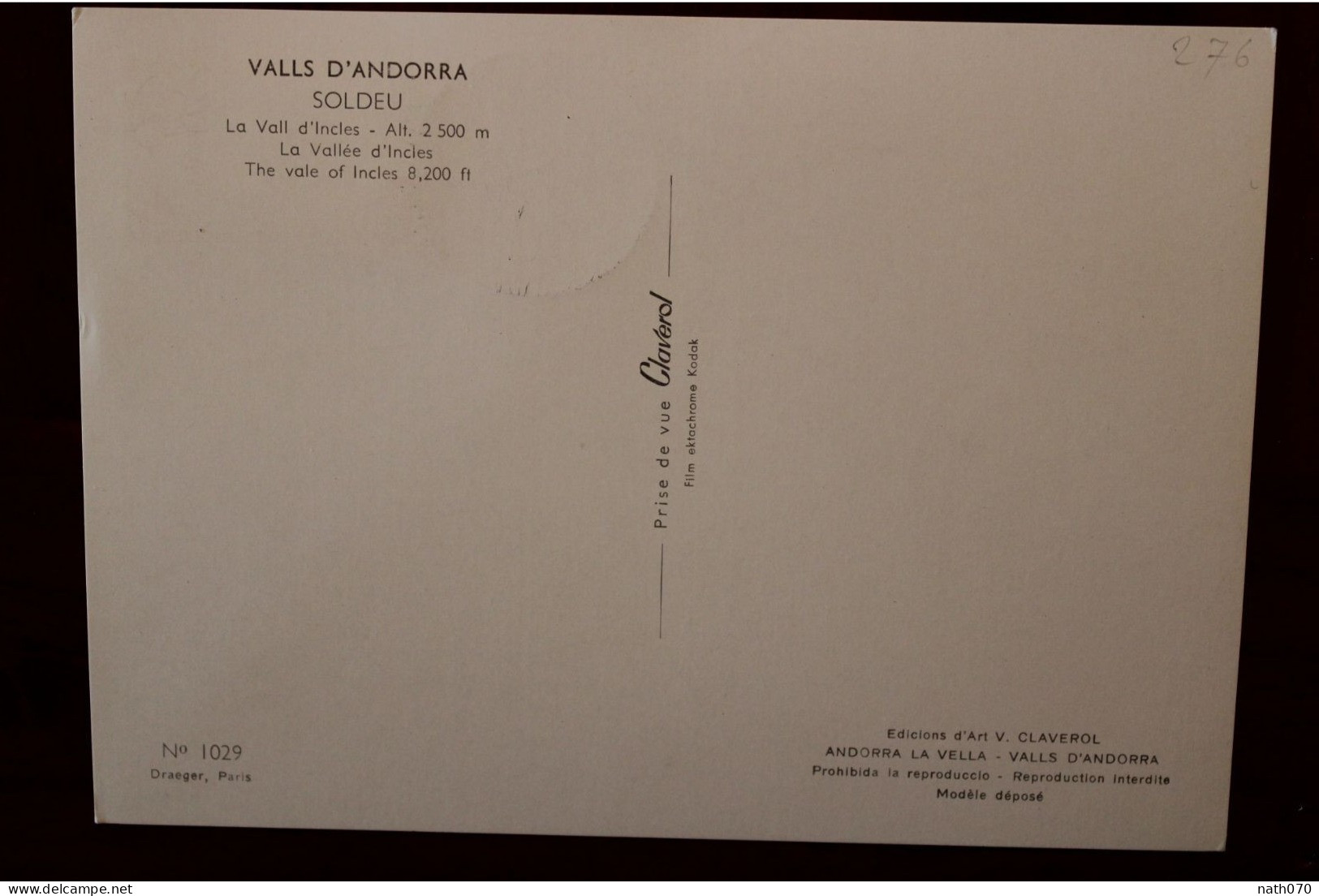 1961 Cpa Carte Maximum Vallé D'Incles Andorre Cover Andorra Timbre Poste Aérienne - Covers & Documents