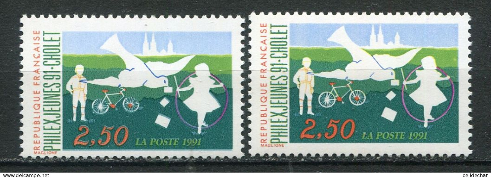 26285 FRANCE N°2690** 2F50 Philexjeunes : Couleurs Décalées + Normal (non Inclus) 1991  TB - Unused Stamps