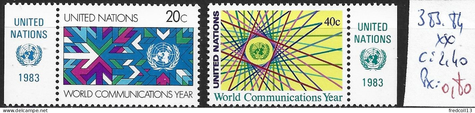 NATIONS UNIES OFFICE DE NEW-YORK 383-84 ** Côte 2.40 € - Unused Stamps