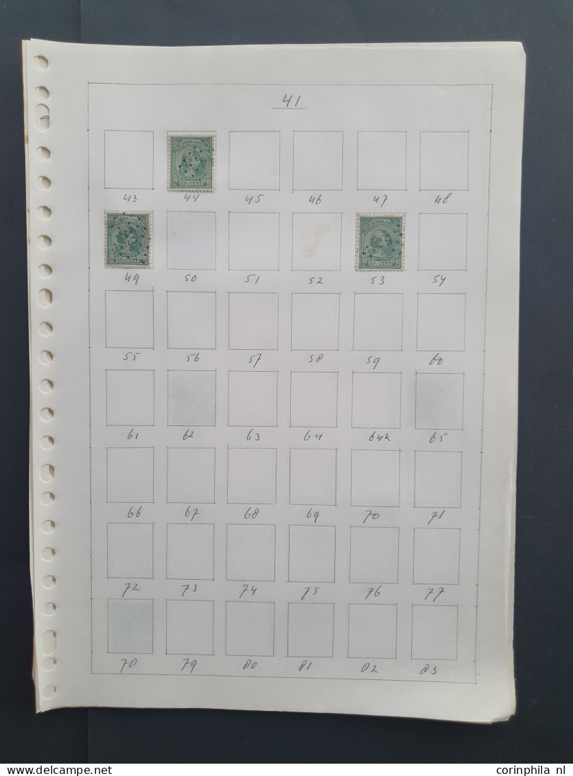 1869-1893, collectie puntstempels tussen 1-257 op emissie Hangend Haar w.b. mooie afdrukken en betere kantoren (o.a. 155