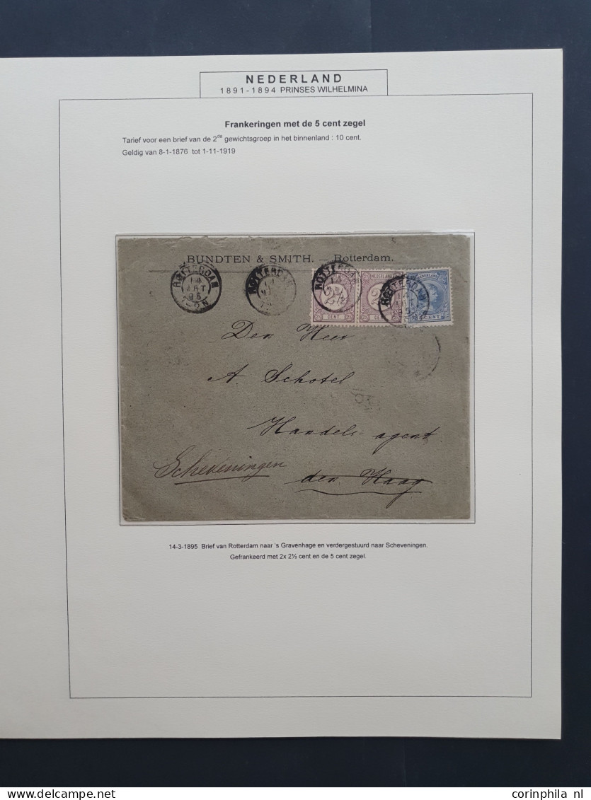 Cover 1891-1899, emissie Hangend Haar, collectie van ca. 170 poststukken met veel betere ex., buitenlandse bestemmingen,