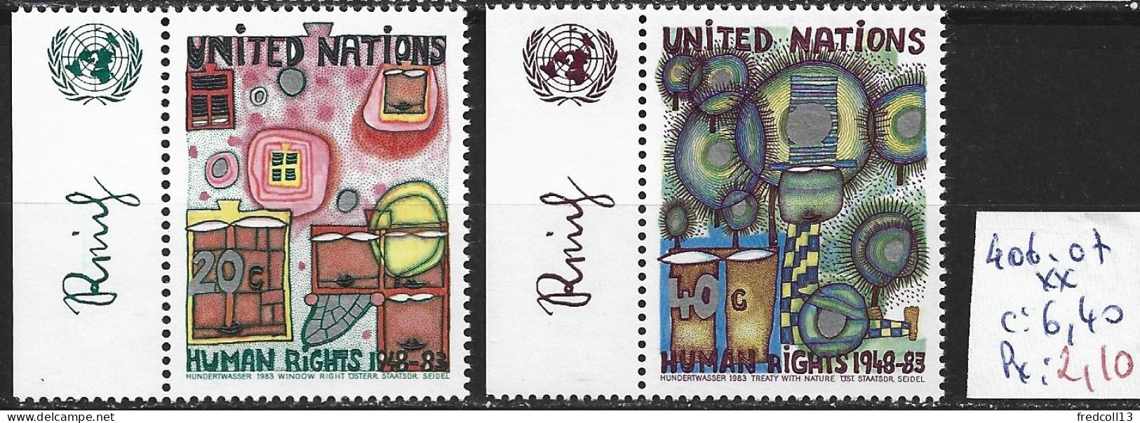 NATIONS UNIES OFFICE DE NEW-YORK 406-07 ** Côte 6.40 € - Unused Stamps