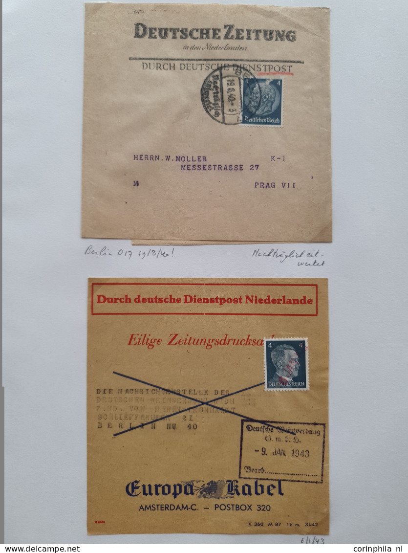 Cover 1940-1945 collectie Deutsche Dienstpost Niederlande DDPN (ca. 520 poststukken) deels opgezet op plaatsnaam A-Z met