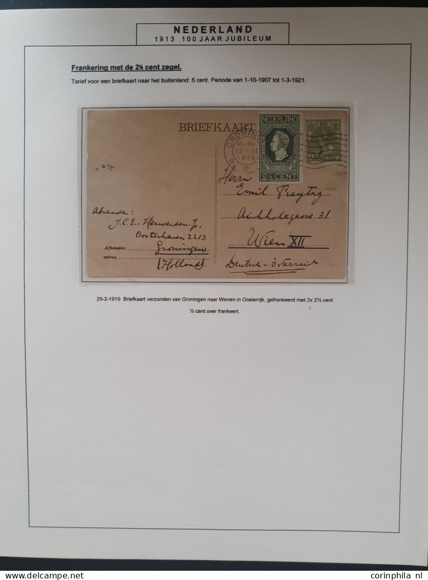 Cover 1913-1937, emissie 1913, uitgebreide collectie met o.a. ca. 170 poststukken (w.b. betere ex. en veel buitenlandse 