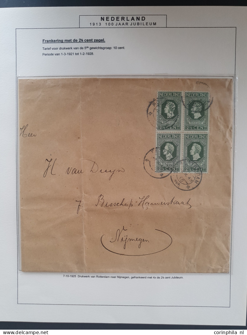 Cover 1913-1937, emissie 1913, uitgebreide collectie met o.a. ca. 170 poststukken (w.b. betere ex. en veel buitenlandse 