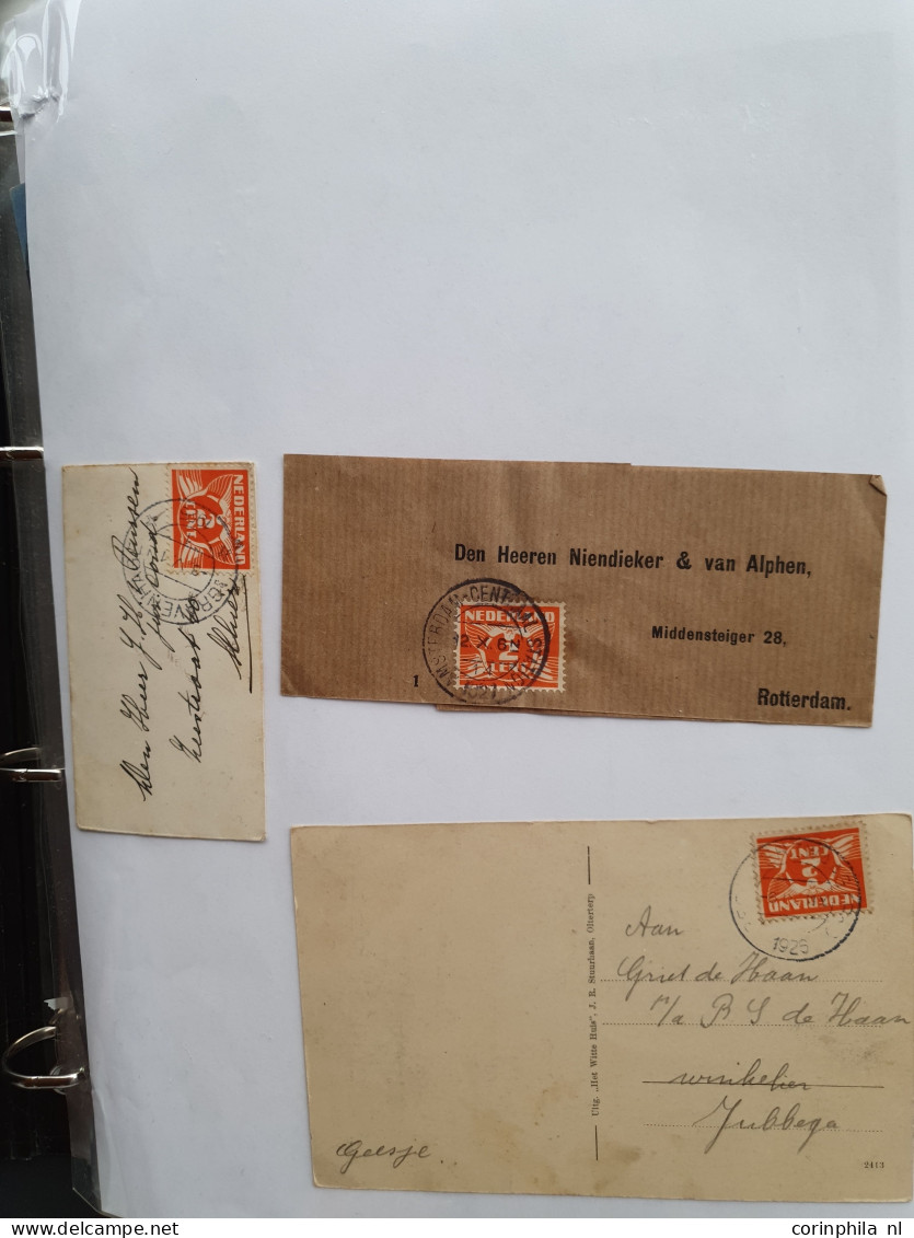 Cover 1924-1939, emissies Lebeau en Veth, ruim 1000 poststukken w.b. betere frankeringen, buitenlandse bestemmingen, exp